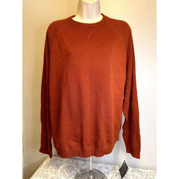Guy Risoldi 100% Pure Italian Merino Wool Men's Sweater, Size M, Orange, NWT - Picture 2 of 15